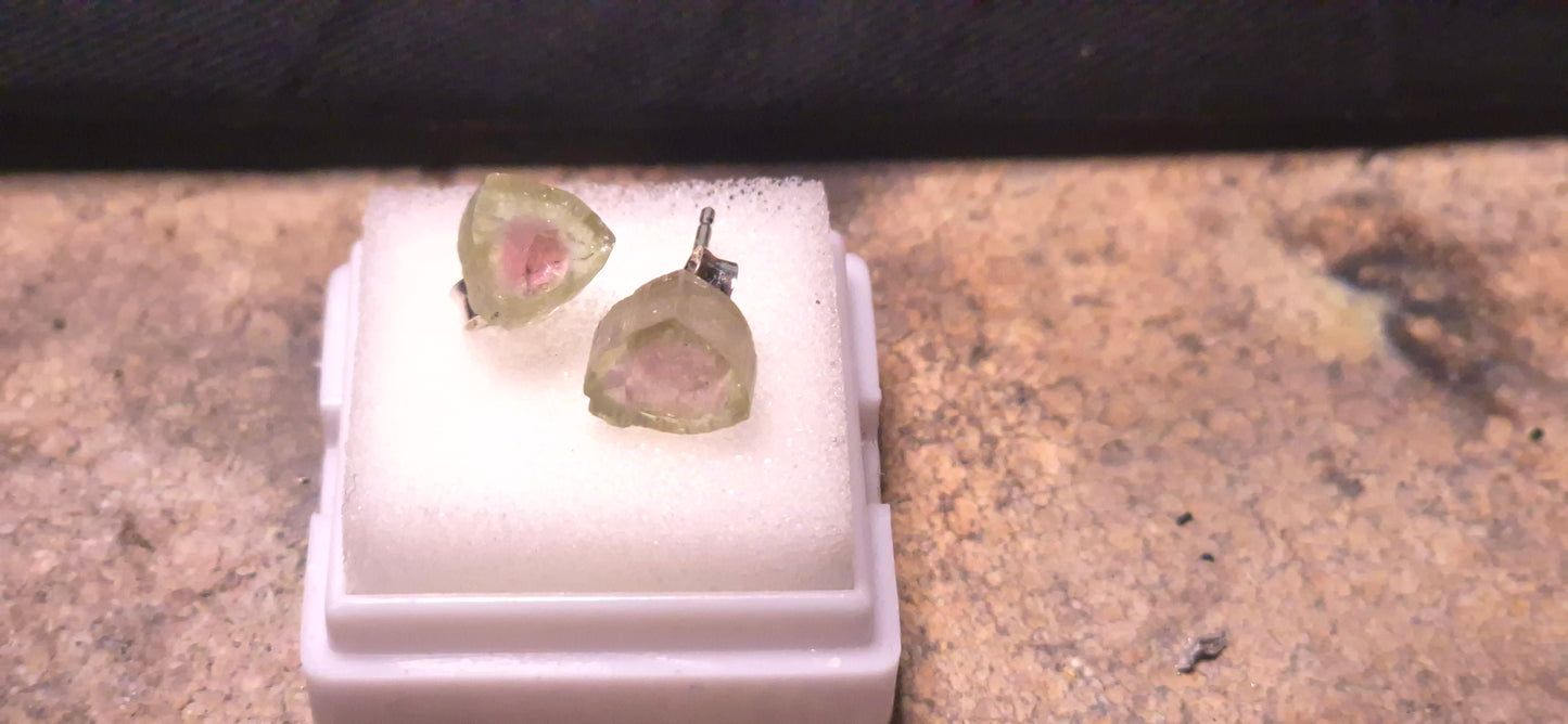 Wassermelonenturmalin Ohrstecker
