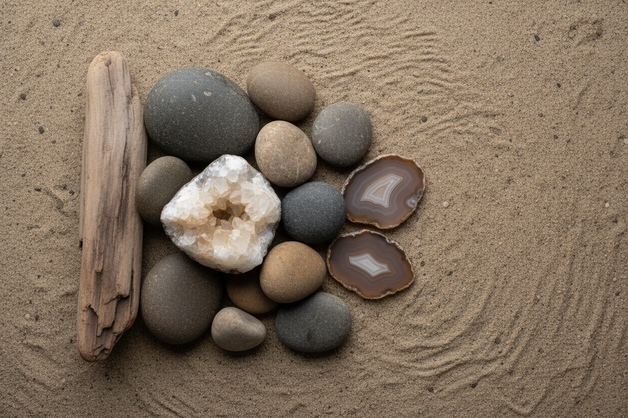 Natur / Mineral / Stein / Holz
Ruhig, nicht zu bunt